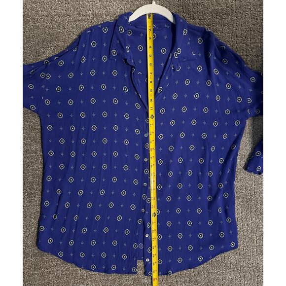 Free People Purple Button Down Medallion Print Blouse Size Medium - Picture 11 of 13